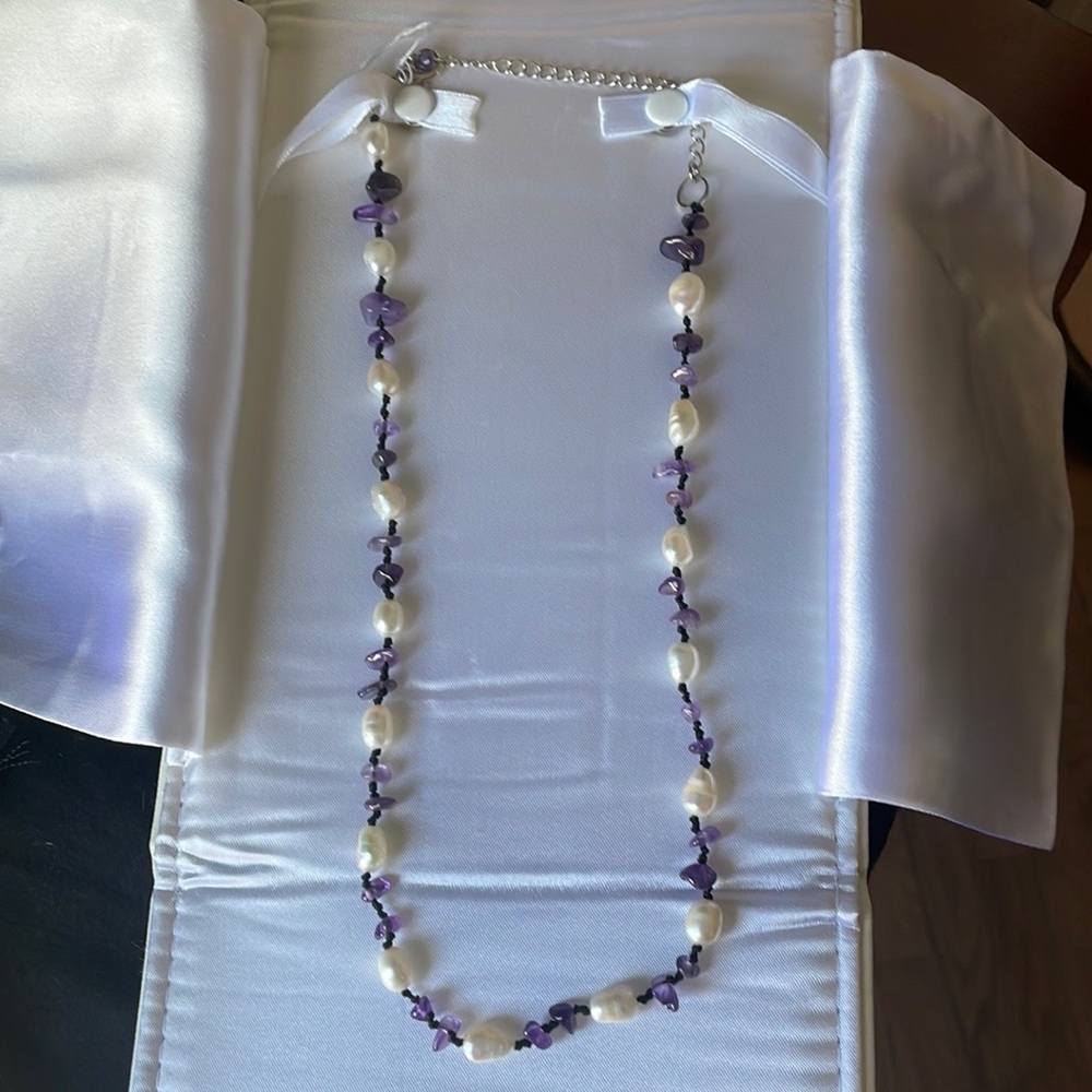 Park lane pearl and amethyst necklace
